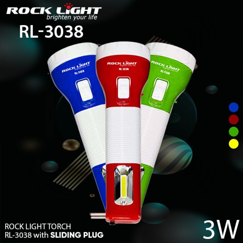 Rocklight RL 3038 Rechargeable LED Hand Torch Sliding Plug