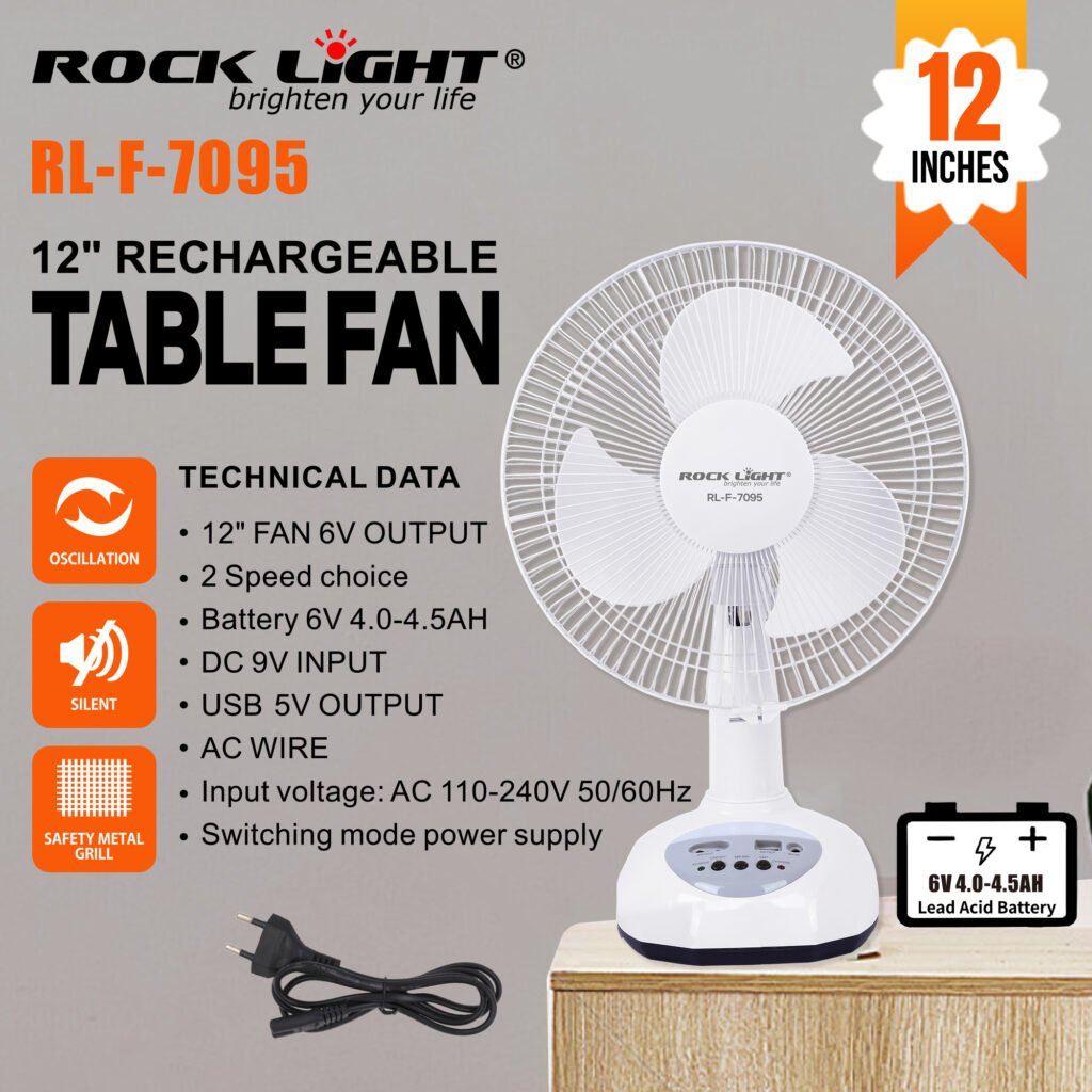 Rocklight | RL-7095 | 3-speed adjustable table fan