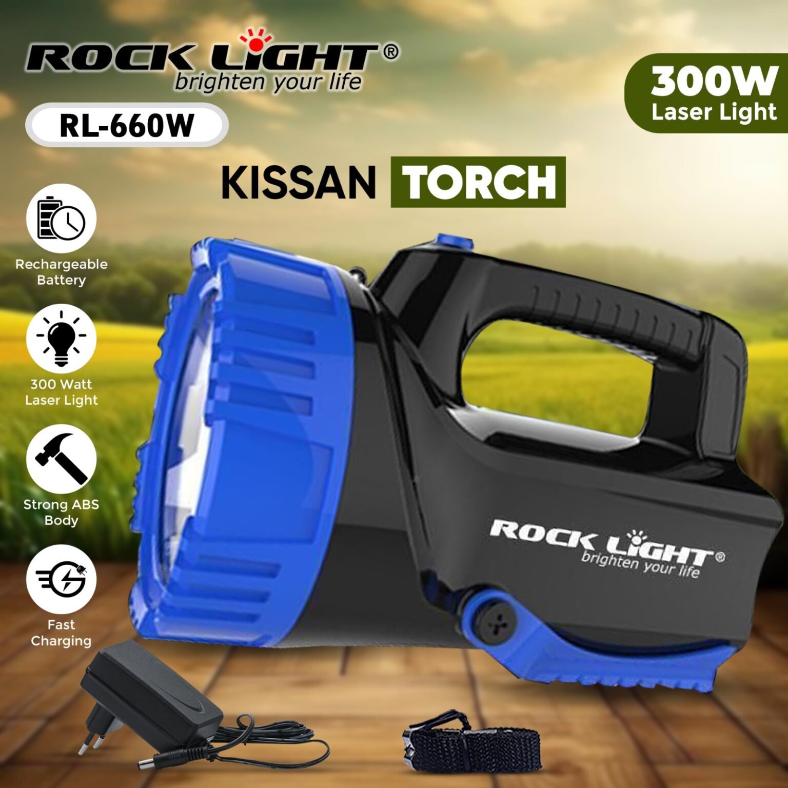 RL 660W Kissan Torch powerful rechargeable light for farmers ...
