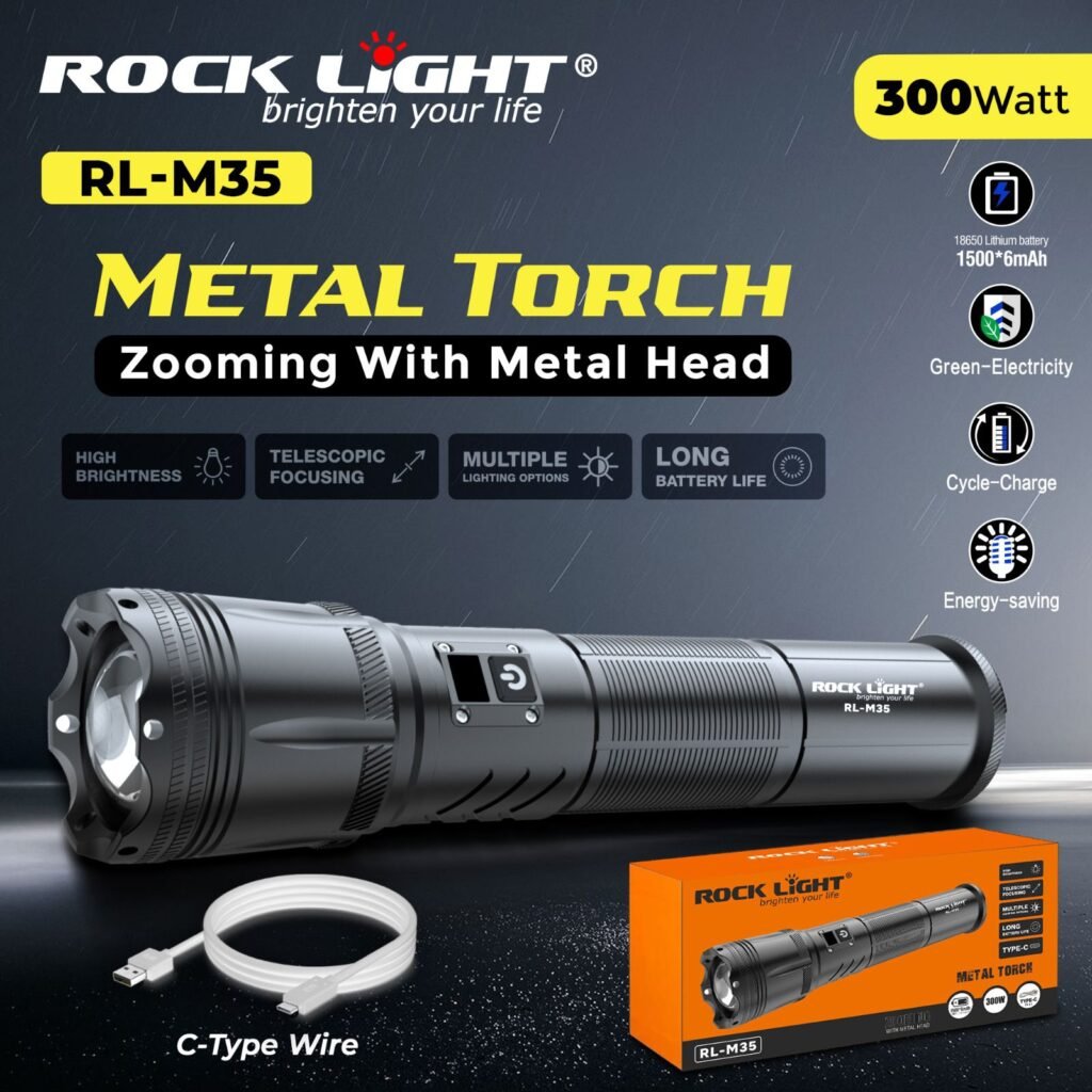 RL M35 portable Metal Torch for power cut situations - Rocklight.co.in